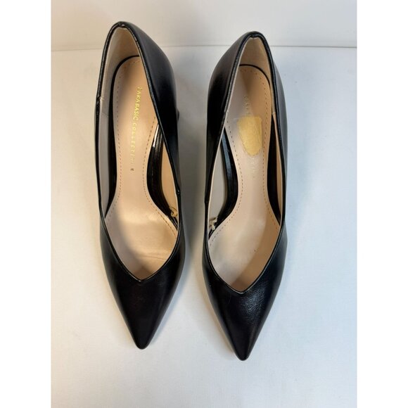 Zara Basic Collection Women Size 7.5 Black Leather Block Heel Pumps Modern Dress - Picture 3 of 13